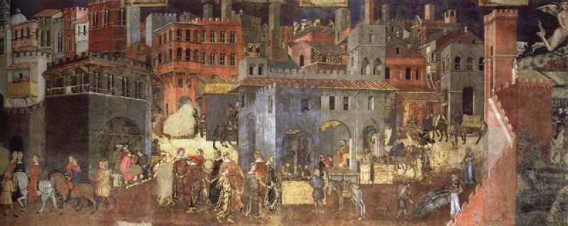 Ambrogio Lorenzetti The Effects of Good Government in the city France oil painting art
